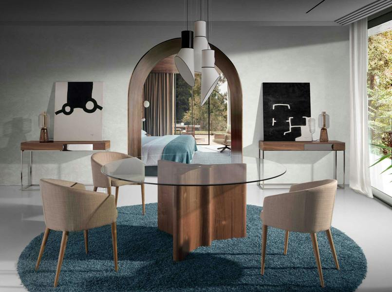 Angel Cerdá Rectangular Walnut and Chromed Steel Console Table 3111