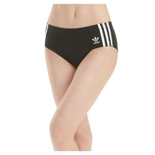 Adidas Womens/Ladies 3 Stripes Cotton Blend Snug Fit Briefs - Black - 