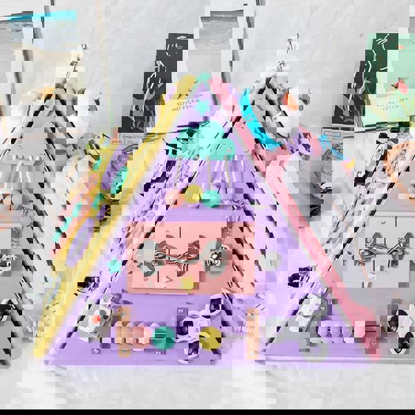 Dyzi Montessori Busy Board Pyramid Toddler Sensory Toys Learn Motor Skills Activity