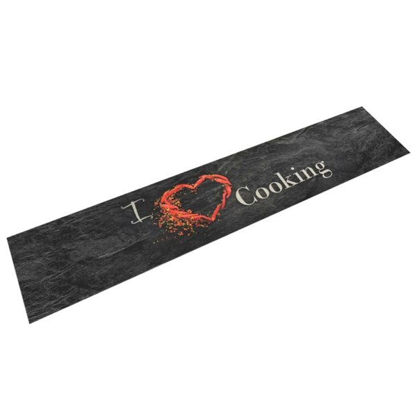 Berkfield Kitchen Rug Washable Cooking Black 60x300 cm Velvet