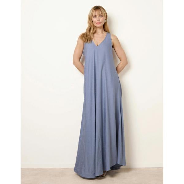 Blue Vanilla Diamante V Neck Dress