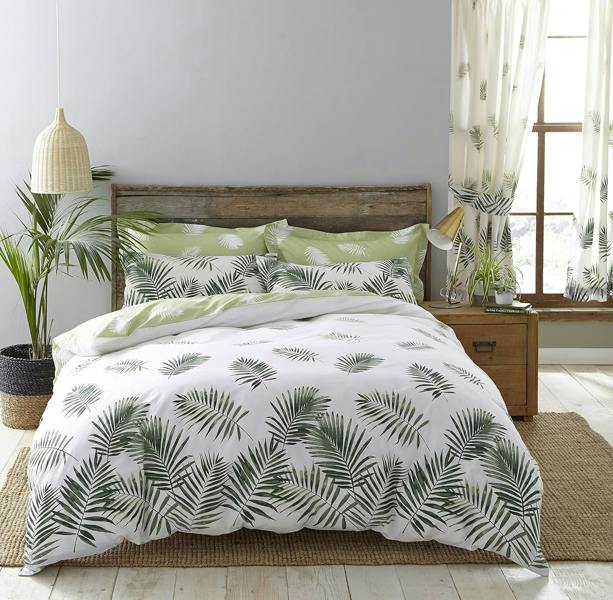 Charlotte Thomas Green and White Fern Reversible Duvet Cover Set