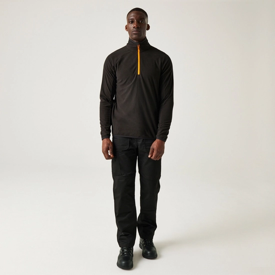 Regatta Mens Navigate Half Zip Fleece - Black/Orange Pop