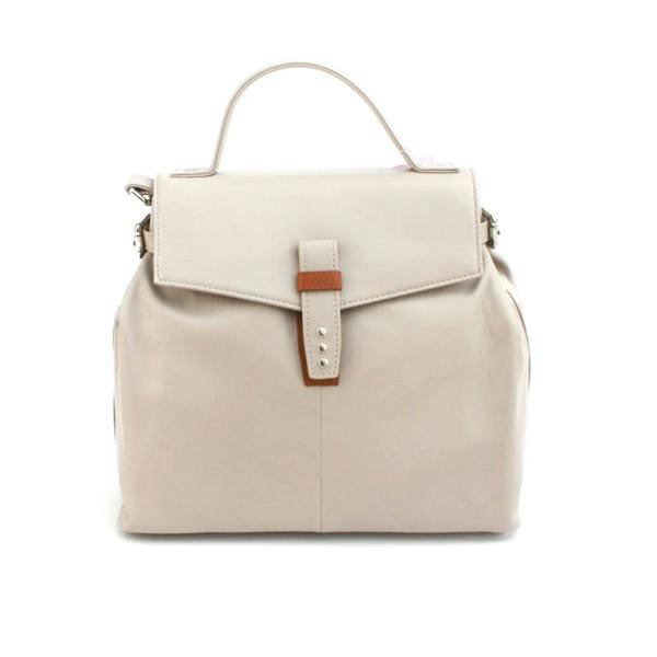 Eastern Counties Leather Katrina Leather Buckle Detail Handbag - Ivory/Tan - 