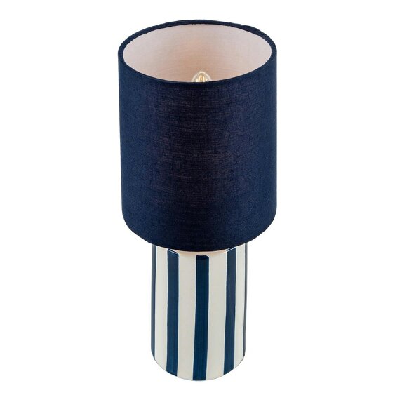 Happy Homewares Navy Blue and White Striped Ceramic Coastal Modern Designed Table Lamp