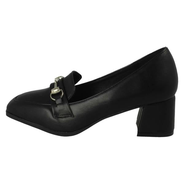 Spot On Ladies Spot On Buckle Detailed Slip On Mid Heel Court Shoe F90154