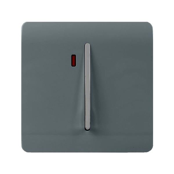 Trendi Switch 1 Gang 45 Amp Cooker Switch with Neon in Warm Grey