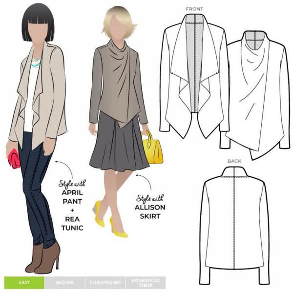 Style Arc Sewing Pattern Harper Jacket - Jackets for Women - Easy