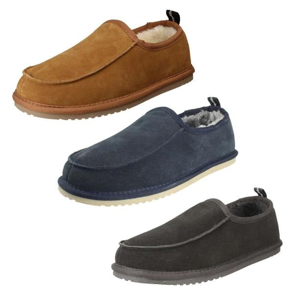 Hush Puppies Mens Hush Puppies Suede Leather Faux Fur Cosy Loungewear Slippers Charles