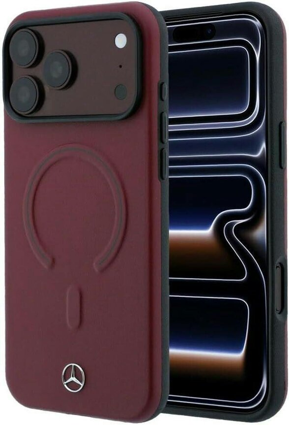 Mercedes Leather 3D MagSafe Case for iPhone 17/18 Pro Max 6.9" Burgundy - MEHMP18X25PEMMOR