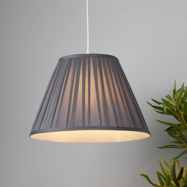 TAPER PLEAT SILK SHADE 40CM CHARCOAL