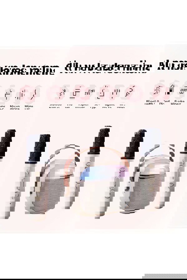 Living and Home Portable Karaoke Machine with Wireless Microphones and RGB Lights