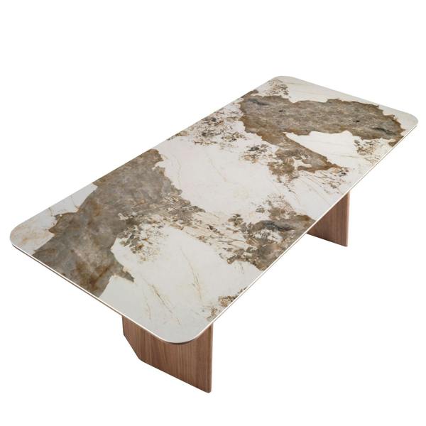Angel Cerdá Rectangular porcelain marble and walnut dining table 1129
