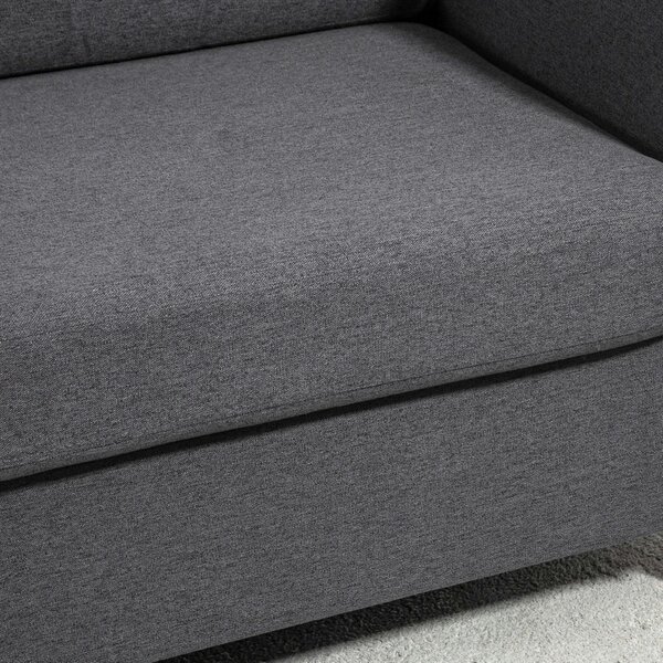 Wyld Haus Sono Dark Grey Compact 2 Seater Sofa With Wooden Legs And Armrests