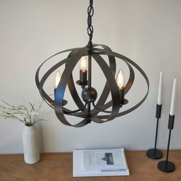 Pagazzi Lighting Midnight 3 Light Matte Black Pendant Ceiling Light