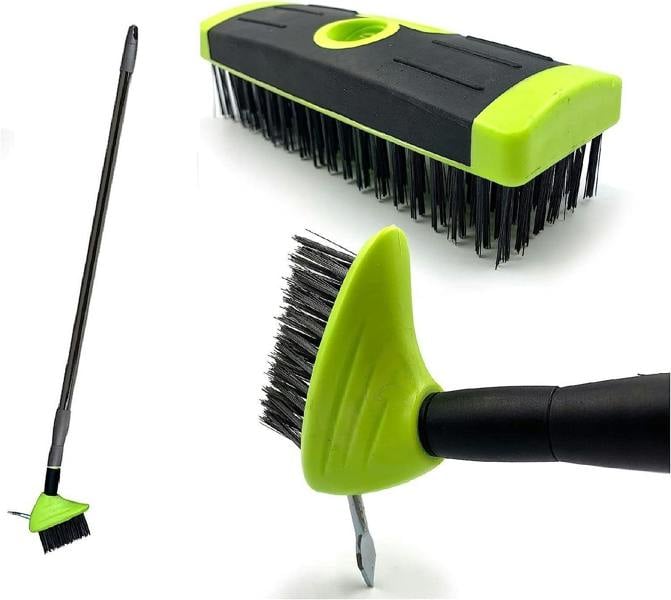 Gr8 Garden 3in1 Extendable Weed Brush Garden Patio Cleaner Moss Leaf Removal Scraping Tool
