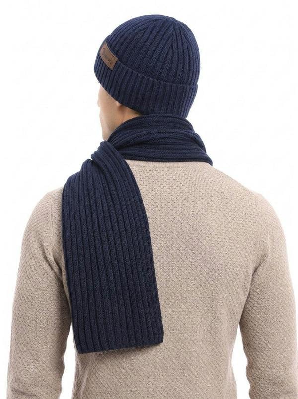Anniou Men’s Knitted Hat Scarf Gloves Set