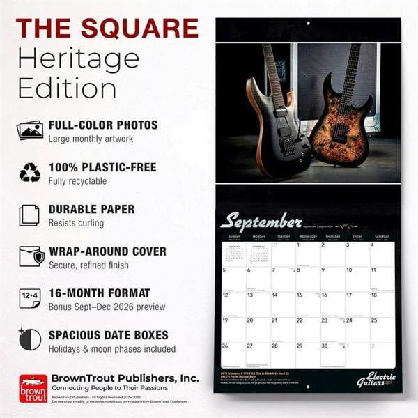 Electric Guitars Calendar 2027, Wall Calendars, Month To View, Entertainment, Gift
