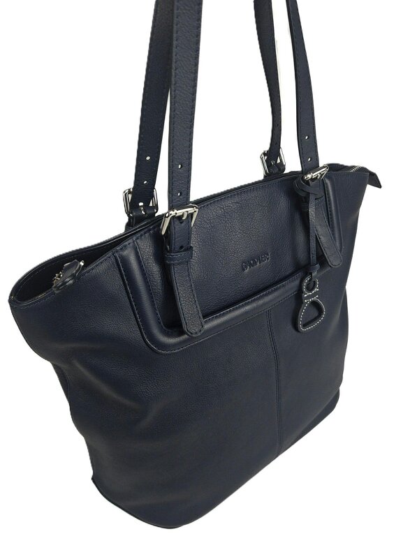 SADDLER Sienna Zip Top Tote Shopper Bag for Women - Handmade by Saddler - Navy