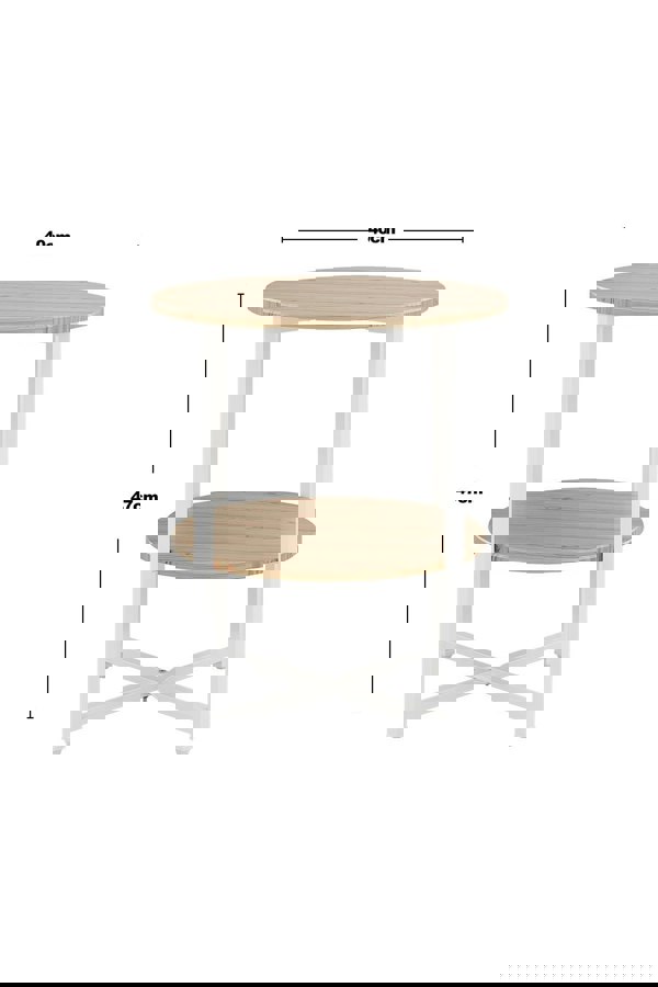 Living and Home Log Colored Small Round Coffee Table with 2 Tier