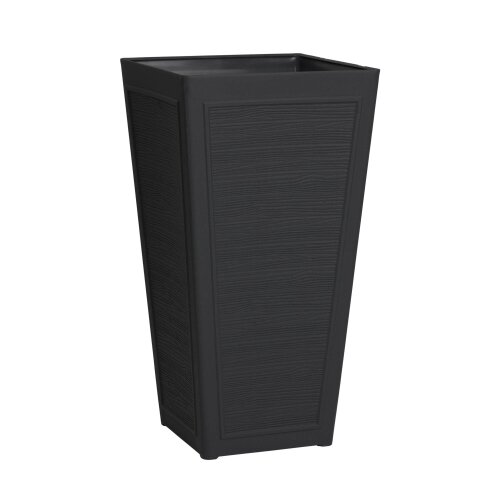 Nicoman Avondale Black Plaster Wood Recycled Rubber Tall Planter Pot