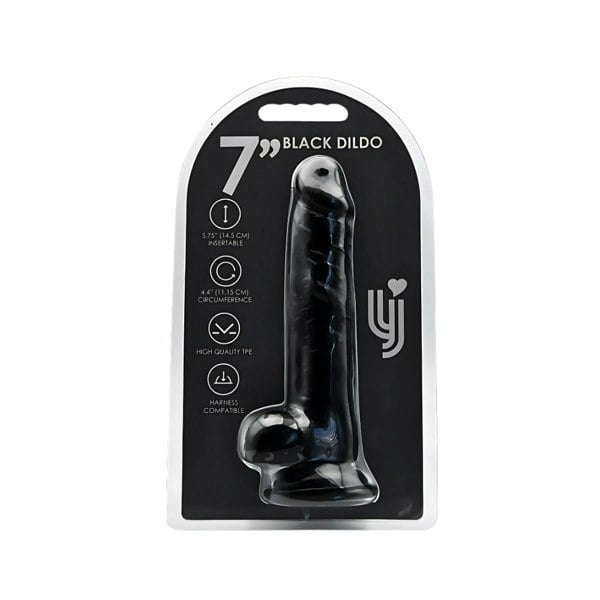 Loving Joy 7 Inch Dildo with Balls Black
