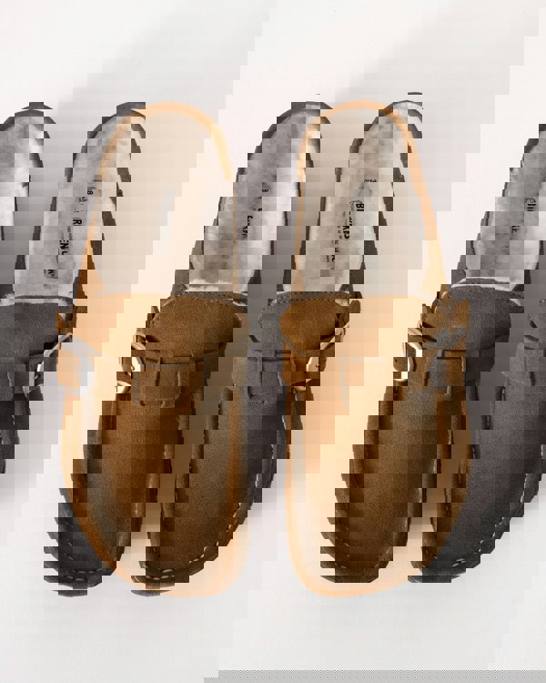 Birkenstock Buckley Suede Shearling Womens Mule Moccasins - Tea