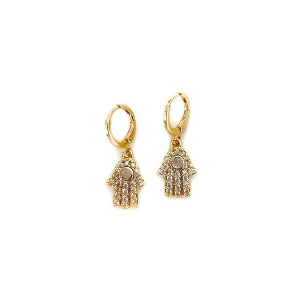 Luxe Tones Saara Luxe 18k Gold Plated Hamsa Charm Huggie Earrings