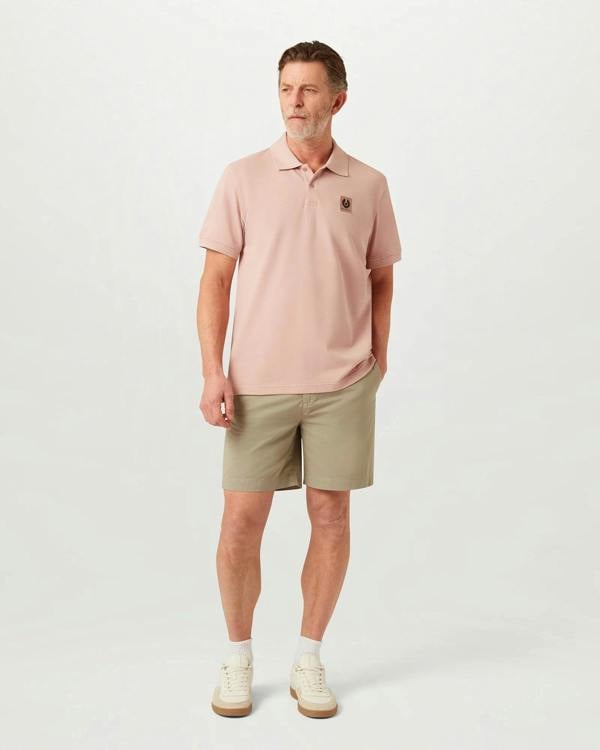 Belstaff Mens Logo Polo - Dusk Pink | CHO | Designer Mens Short Sleeve Polo Shirts