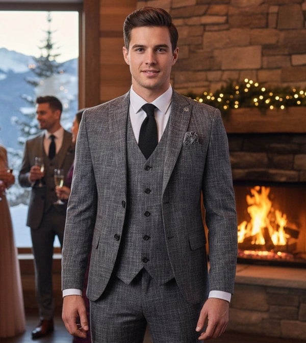 TruClothing IM33 - Men's Black 3 Piece Tailored Fit Suit