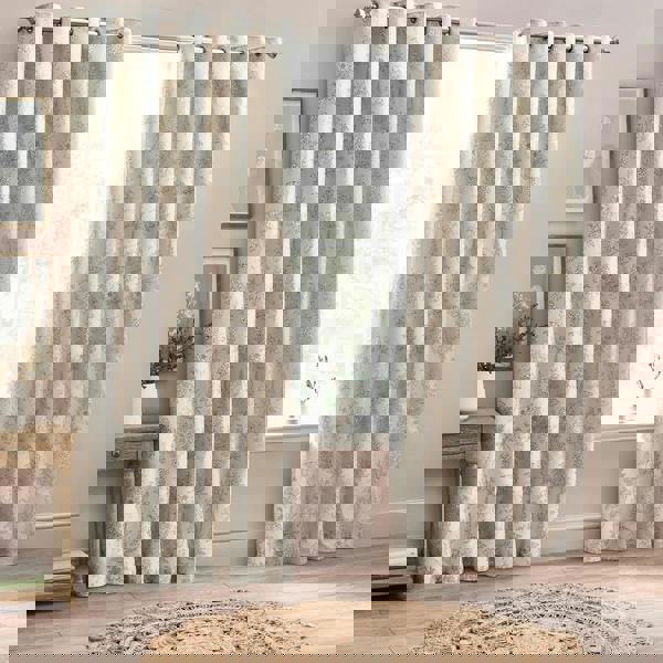 Wylder Nature Sophia Jacquard Floral Eyelet Curtains - Natural