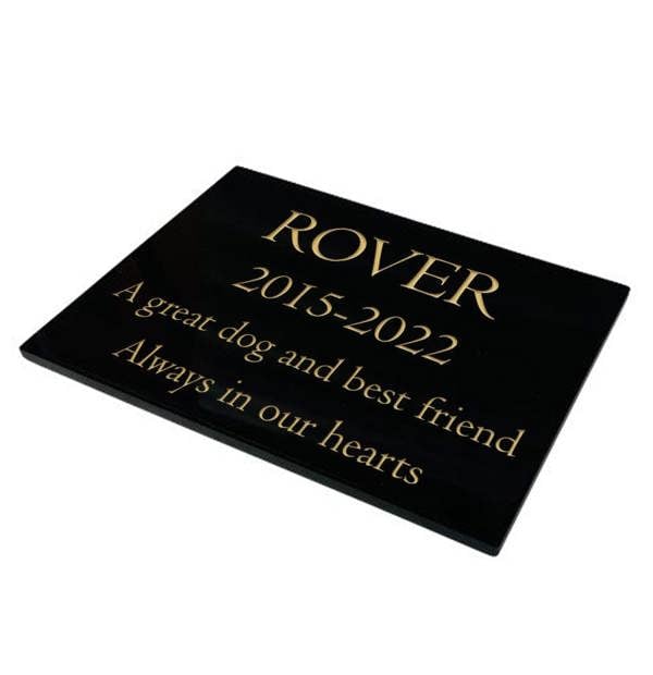 Memorials Direct Dog Memorial Plaque – Plain Solid Premium Black Granite - Available in Standard & Large Sizes