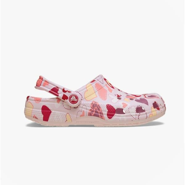 Crocs Crocs CLASSIC VDAY Girls Clogs Sandals Pink Milk/Hearts