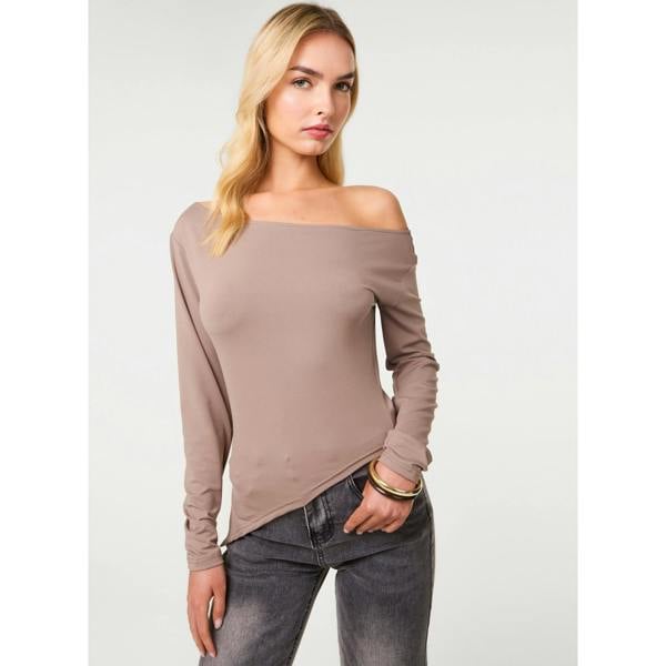 Pink Vanilla Off Shoulder Asymmetric Hem Top