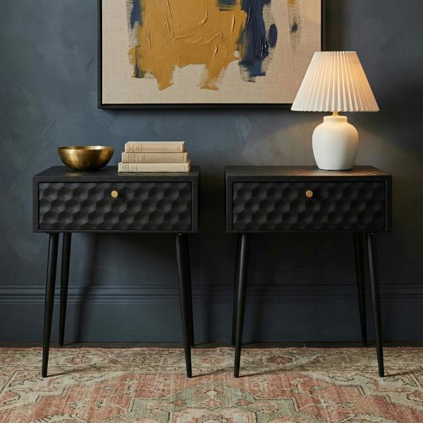 Core Products Set of 2 Saturn Metal 1-Drawer Bedside Cabinets