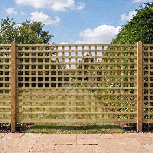 Premier Garden Supplies Privacy Square Top Fence Panel Topper 6ft x 1-6ft Garden Trellis Flat Top Lattice Panels for Fencing, Pergola & Patio - Wood - 3, 4 or 5 - 3 Pack Height: 4ft x Width: 6ft (182.8cm) x 3 Pack