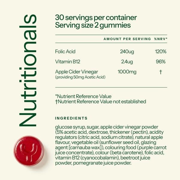 Yumi Nutrition Apple Cider Vinegar Gummies with B12 & Folic Acid
