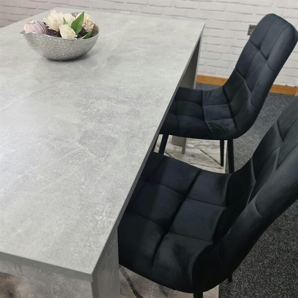 Kosy Koala Modern Grey Dining Table Set with 2 Black Velvet Chairs And 1 Bench ? Dining Room Furniture