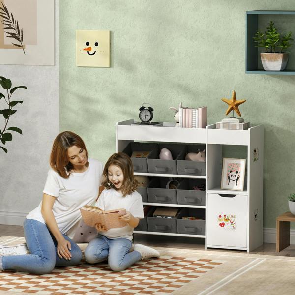 AIYAPLAY Kids Toy Storage with 9 Removable Boxes, Toy Storage Units - White