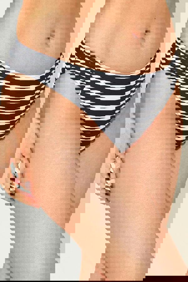 Stripe Print High Leg Bikini Briefs