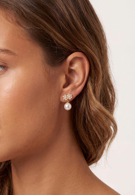 Latelita Bouquet And Pearl Drop Earrings Gold