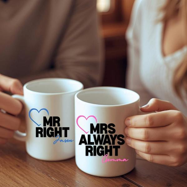 Aye Do Gifts Mr Right & Mrs Always Right Mugs Gift Set | Couples Wedding Gift