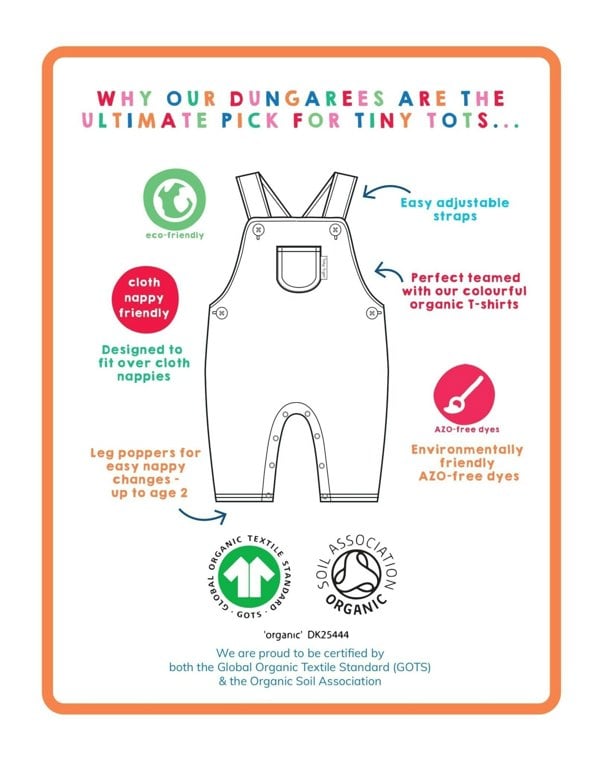 Organic Kitten Print Dungarees - Toby Tiger