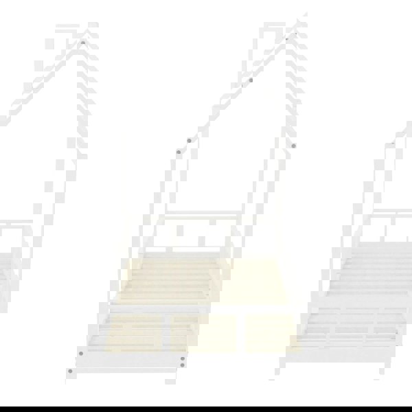 House Shape Bed Frame Pine Wood Toddler Bed with Safety Guard Fence Bed Frames Living and Home