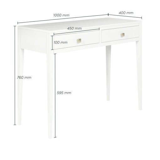 Wyld Haus De Gaulle White Wood Grain Two Drawer Desk