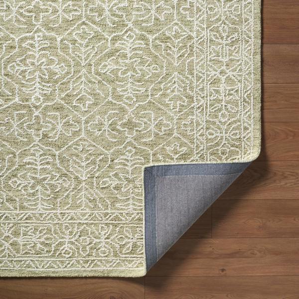 Livabliss Sicily-Hand Tufted Green Ivory Wool Traditional Vintage Boho Fringe Rug