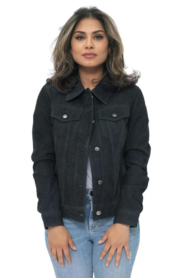 Infinity Leather Womens Goat Suede Trucker Jeans Jacket-Astoria