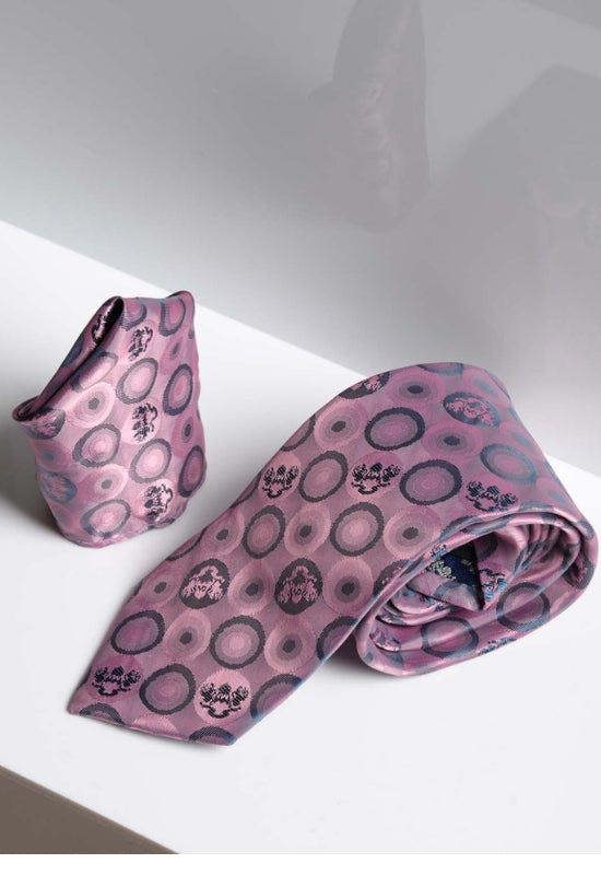 MARC DARCY Bubbles Print Tie & Pocket Square Set - Baby Pink