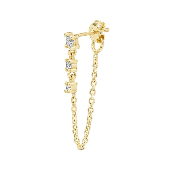 Spero London Fine Diamond Linked Tennis Earring in 14ct Solid Gold - Single