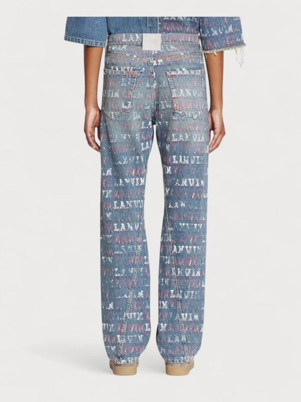 Lanvin X Future Straight Fit Printed Pants For Men Blue